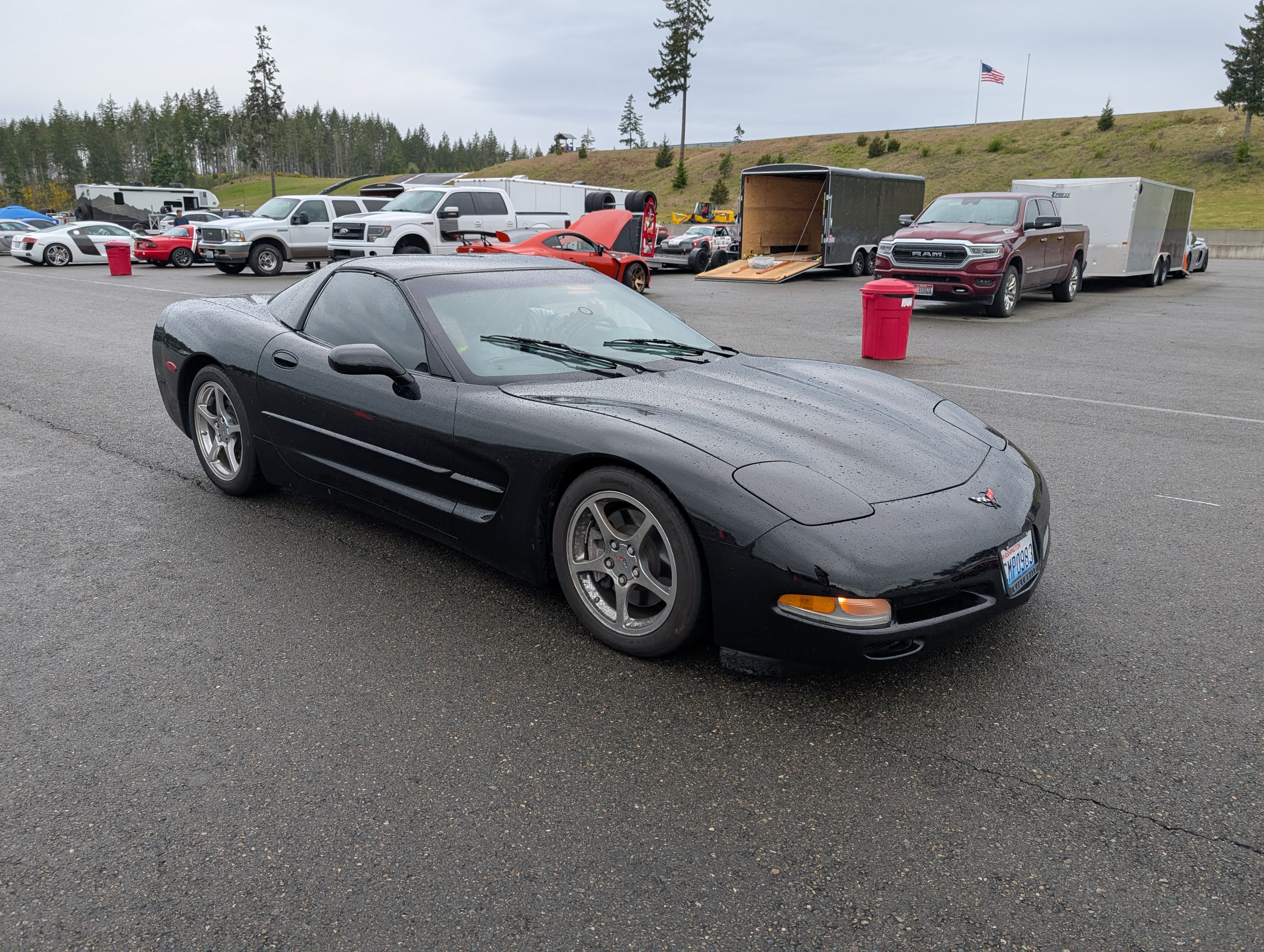 A black nearly all stock targa top C5 Corvette at the Ridge