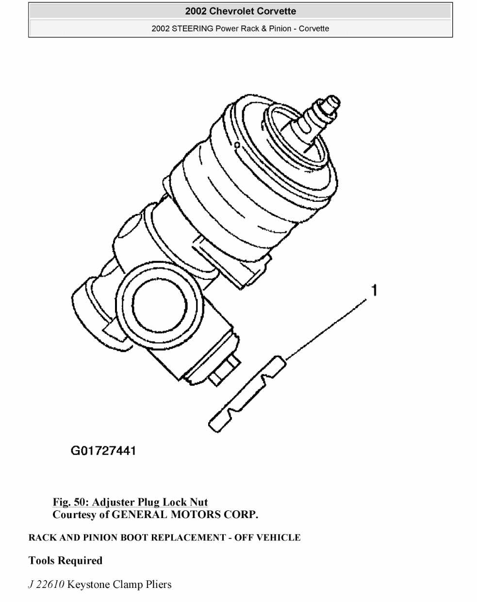 C5 Corvette Steering Rack diagram
