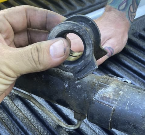 An example of where the passenger mount snapped off of a C5 Corvette steering rack mount