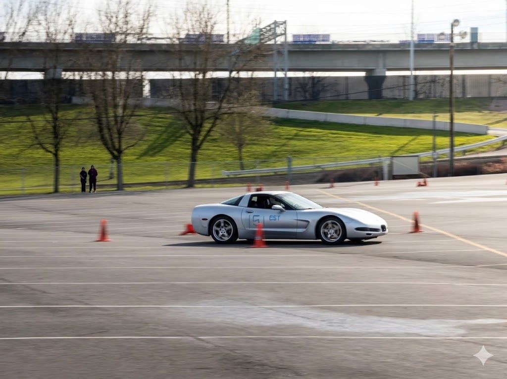 The Dead To Shred C5 Corvette mid one of the many corners from the days autocross course.