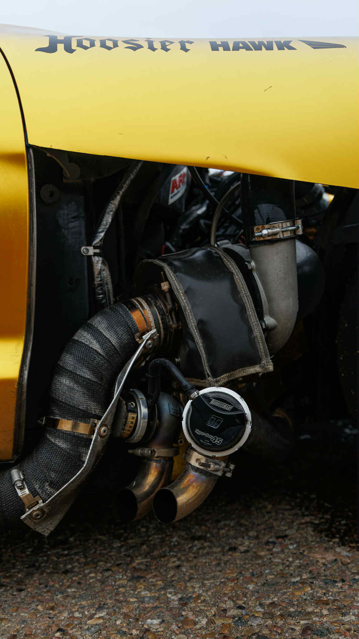 Side view of Colt Nixon's C5 Corvette turbochargers