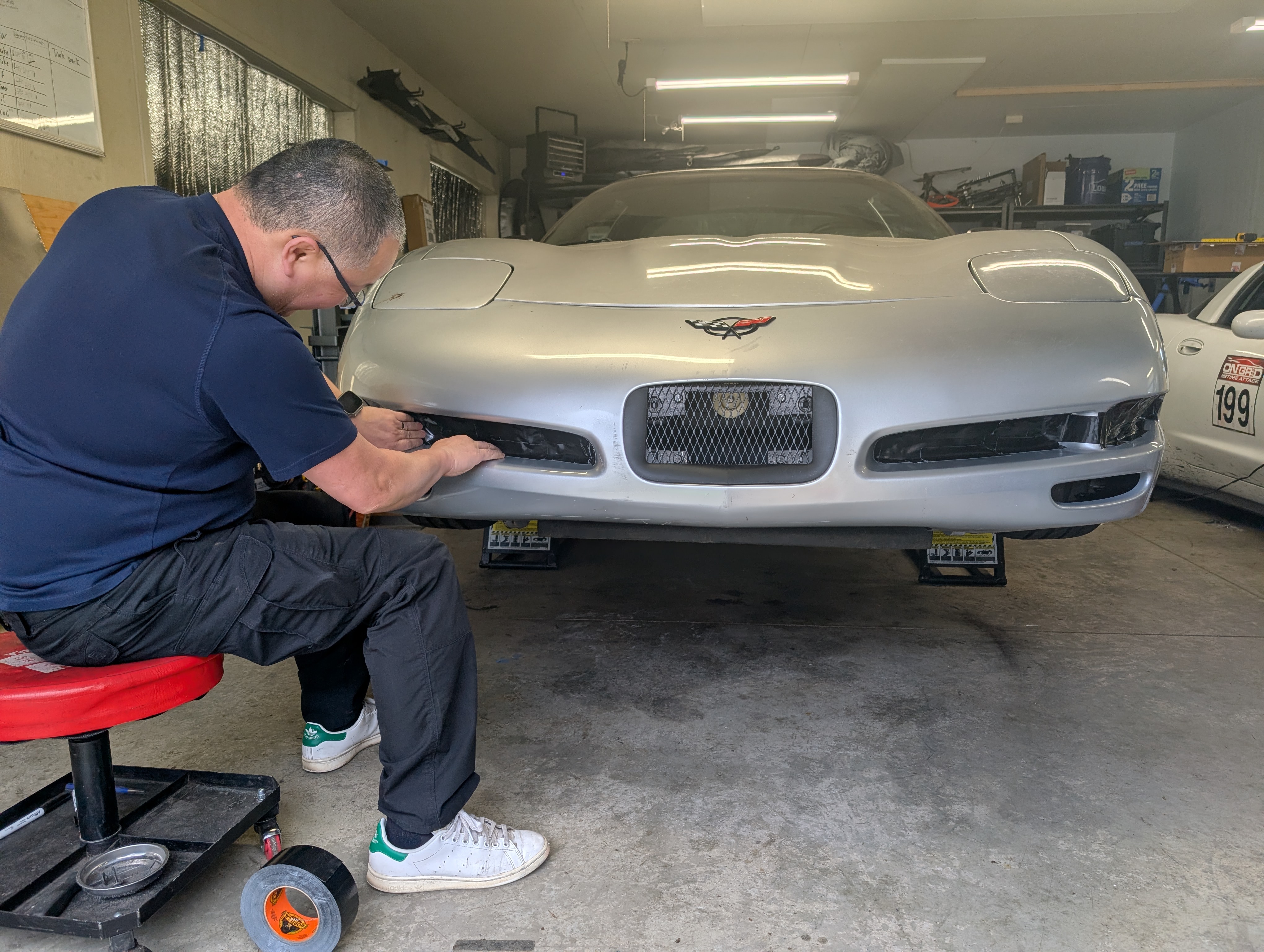 One of the team helping work on the Dead to Shred C5 Corvette