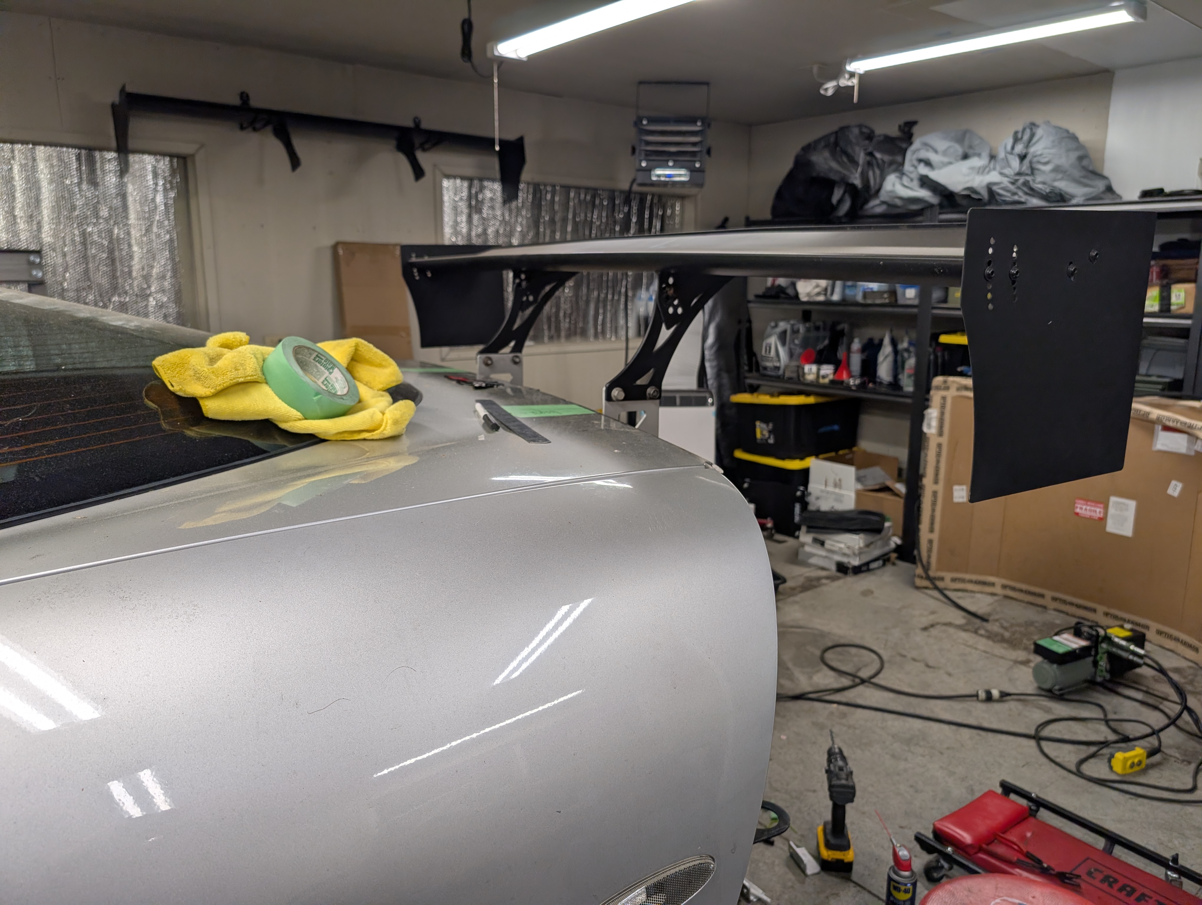 A test fitting of the Shred Jesse Wing on the C5 Corvette