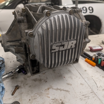 A C5 Differential Rebuilt with a SJR (Shred Jesse Racing) logo on it