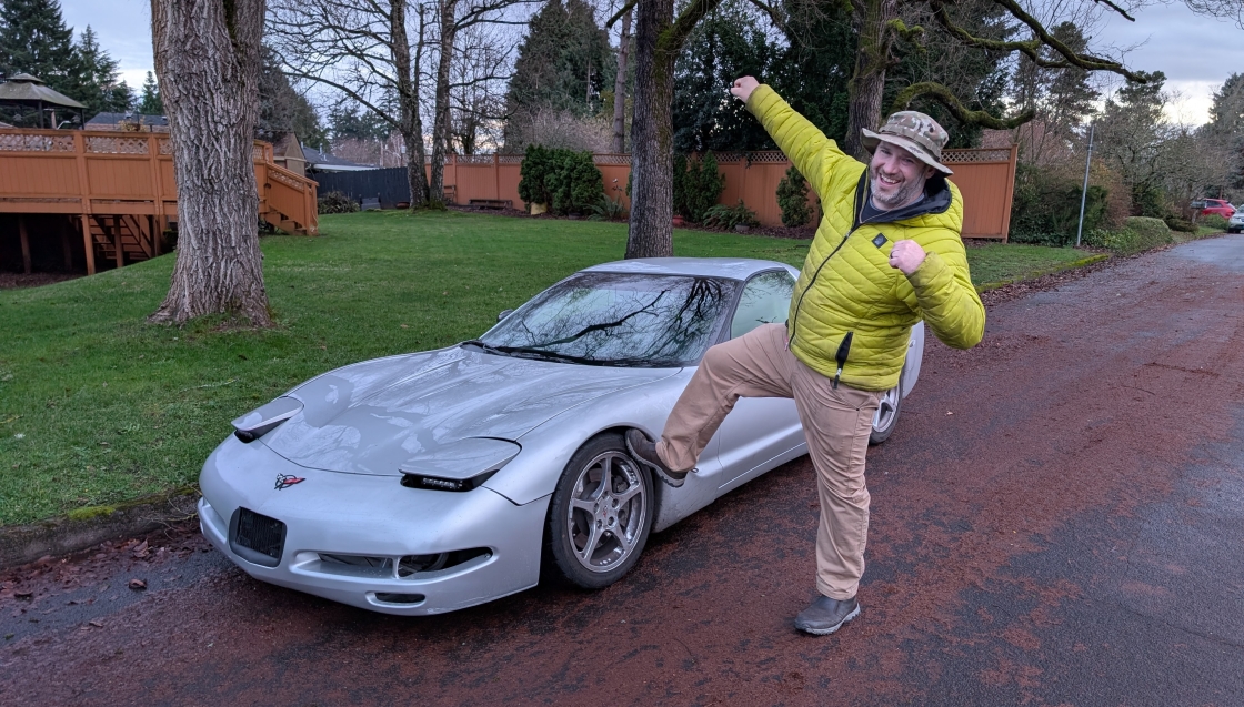 A stoked new owner of a C5 Corvette that needs revival.